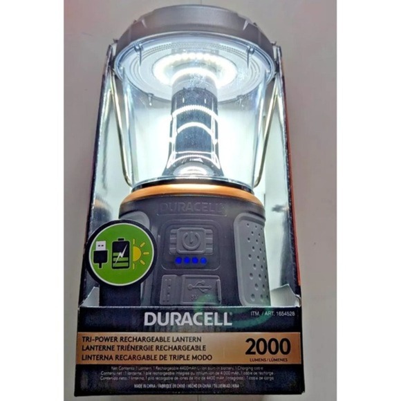 Duracell 2000 Lumens Tri-Power Rechargable Lantern Solar Power Built-In Battery - Picture 9 of 15